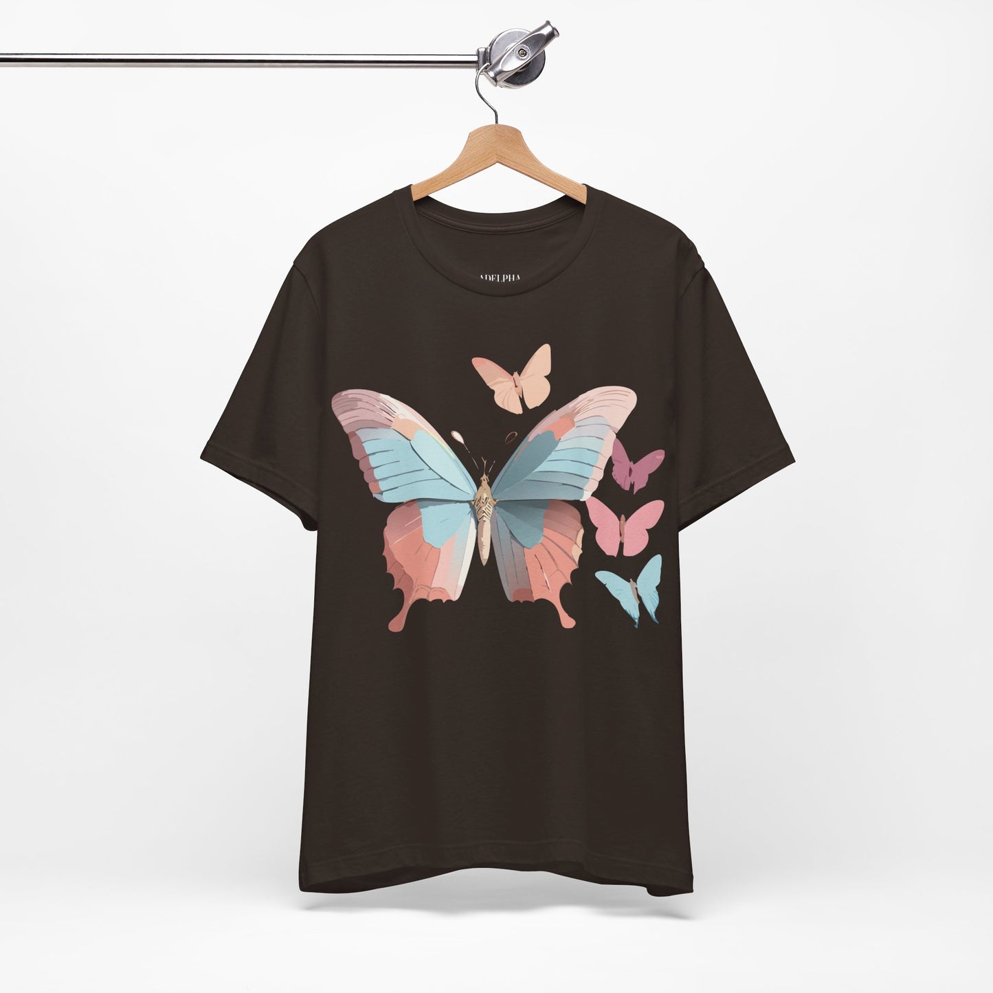 Natural Cotton Tee Shirt with Butterfly