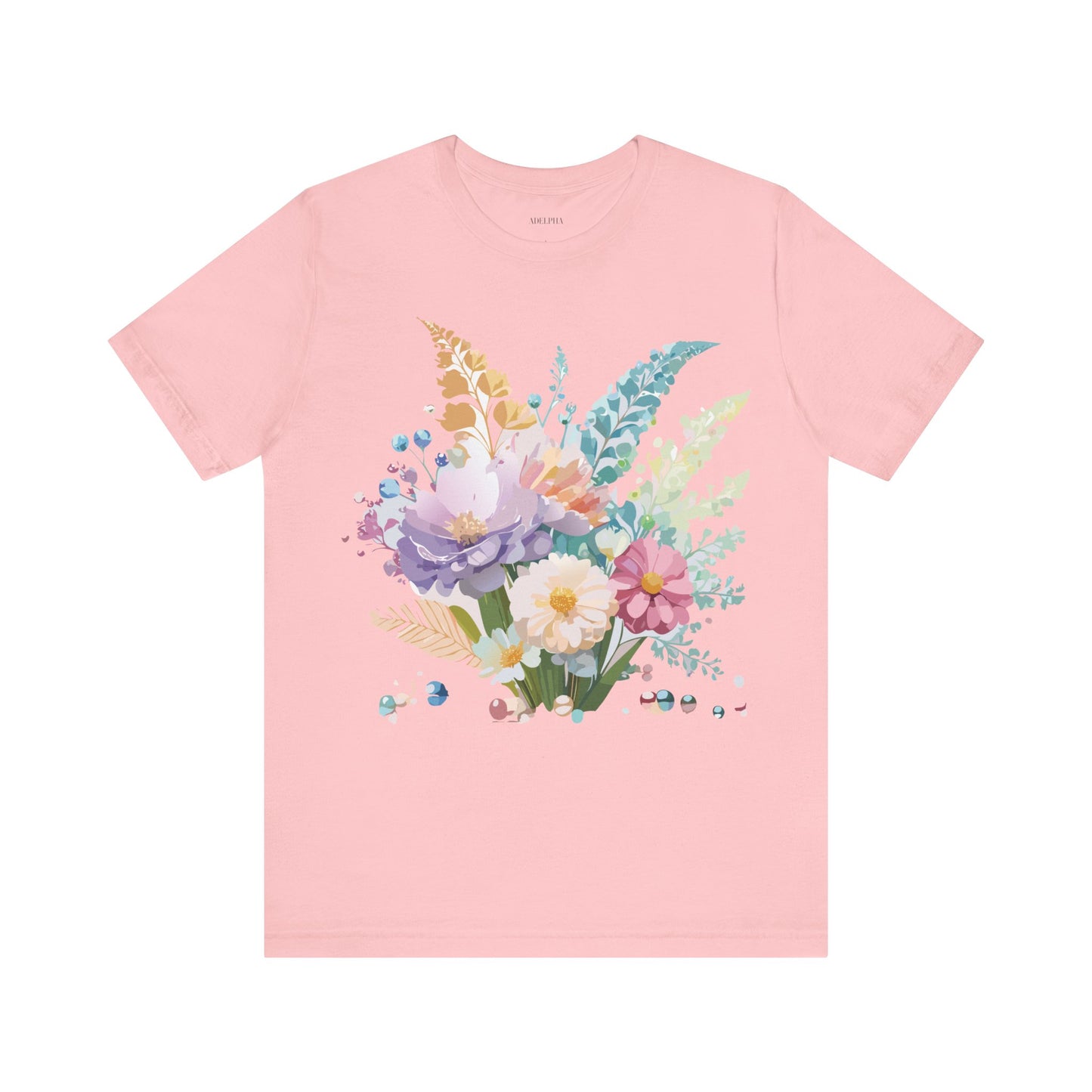 Natural Cotton Tee Shirt with Flowers