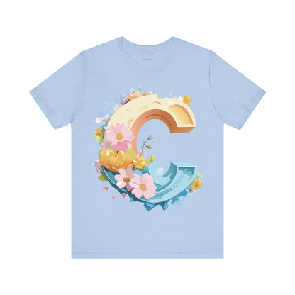 Natural Cotton Tee Shirt - Letters Collection - C Printify