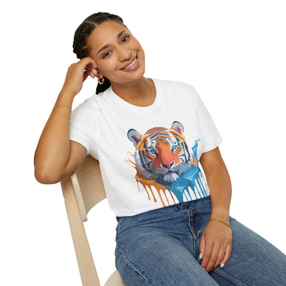 Tiger Shirt Unisex Animal Tee Ring Spun Cotton Gildan Softstyle Short Sleeve