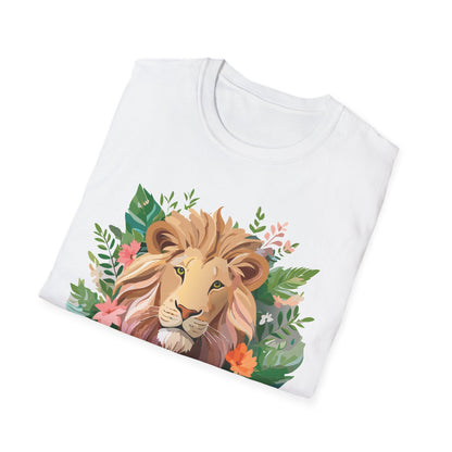 Lion Shirt Unisex Floral Lion Tee Animal Print Short Sleeve Tee