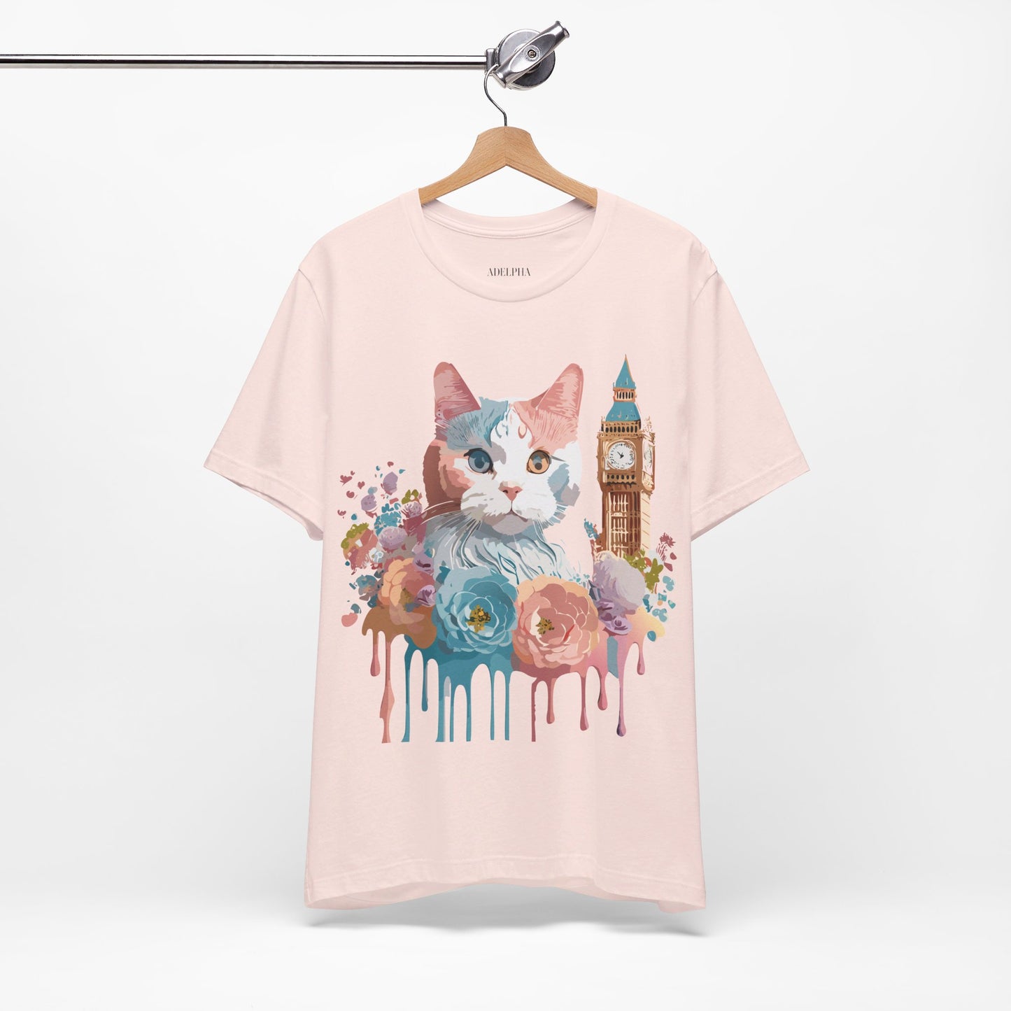 Natural Cotton Tee Shirt with Cat