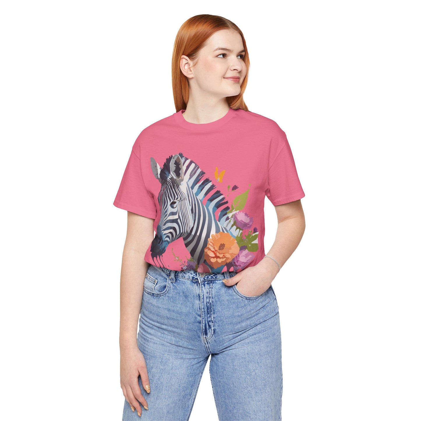 Natural Cotton Tee Shirt with Zebra