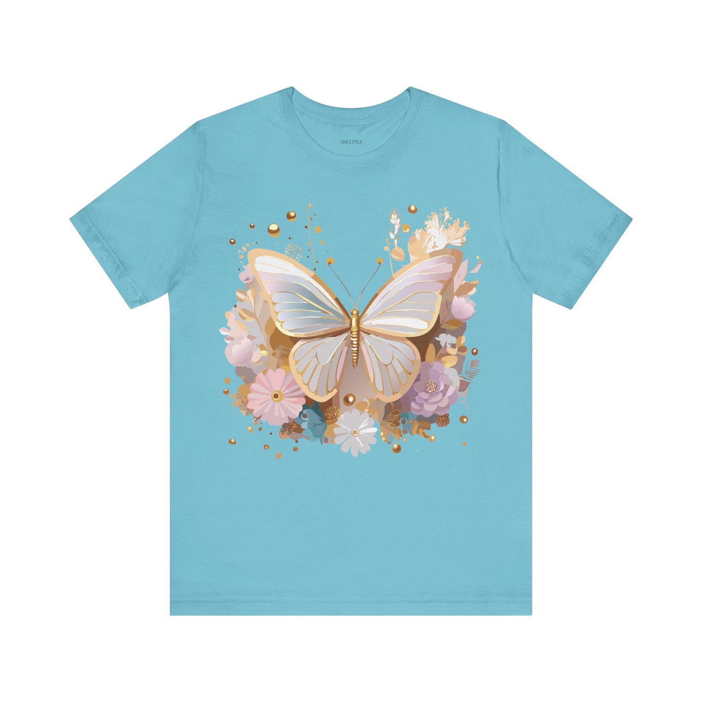 Natural Cotton Tee Shirt with Butterfly