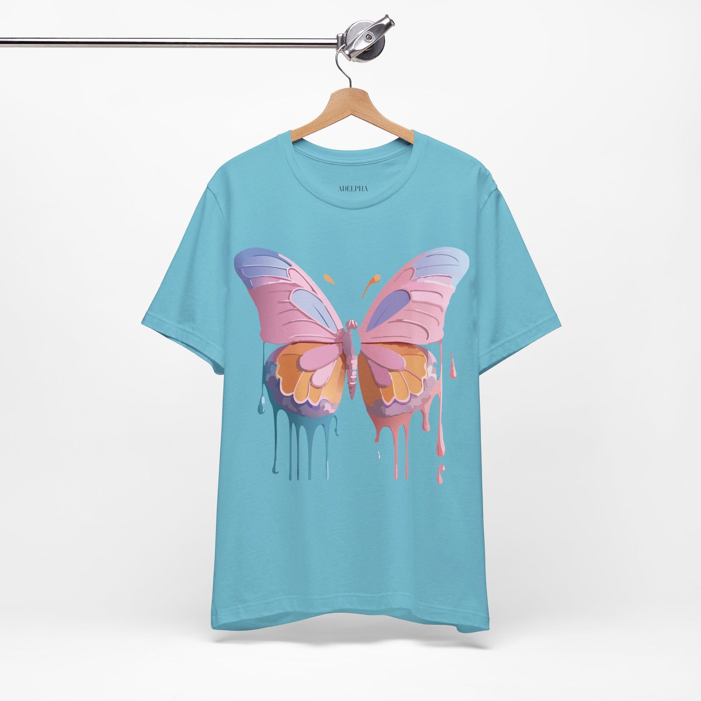 Natural Cotton Tee Shirt with Butterfly