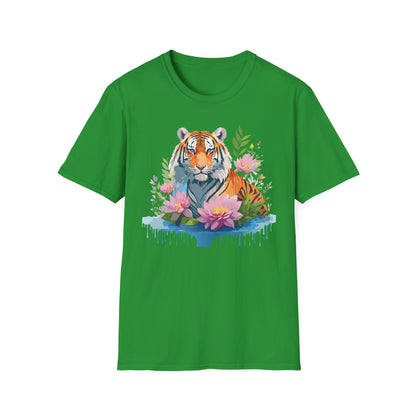 Tiger Print Unisex T Shirt Gildan Softstyle 64000 Animal Tee