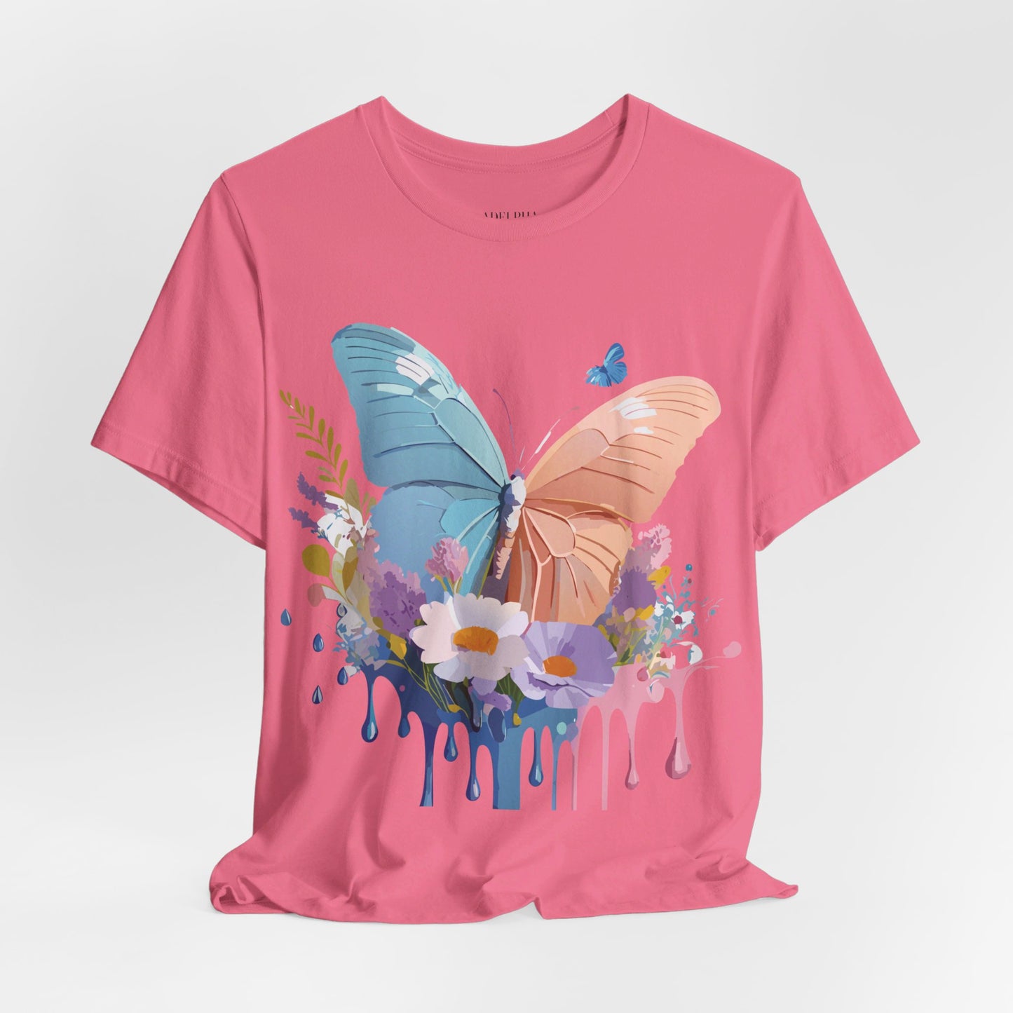 Natural Cotton Tee Shirt with Butterfly