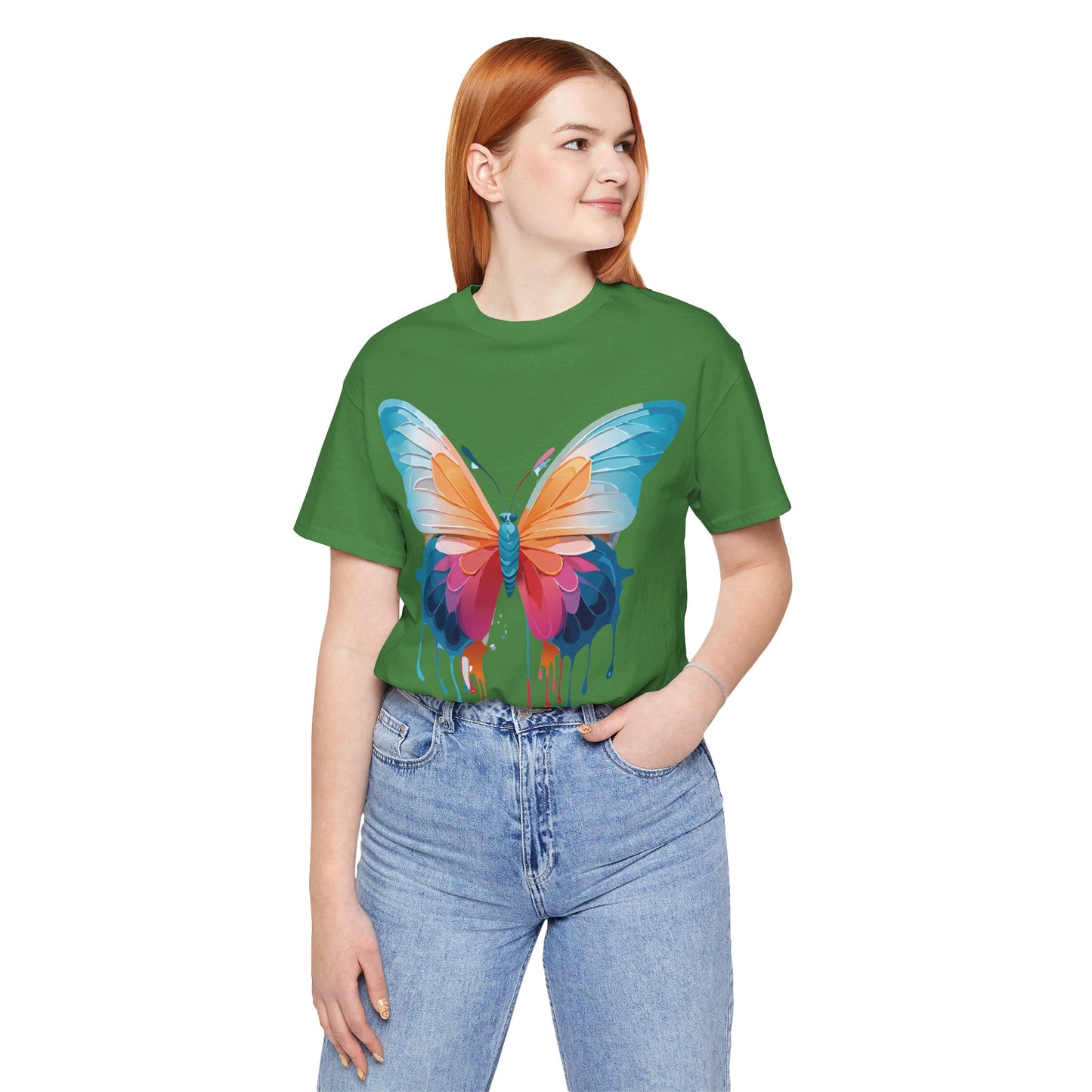 Natural Cotton Tee Shirt with Butterfly