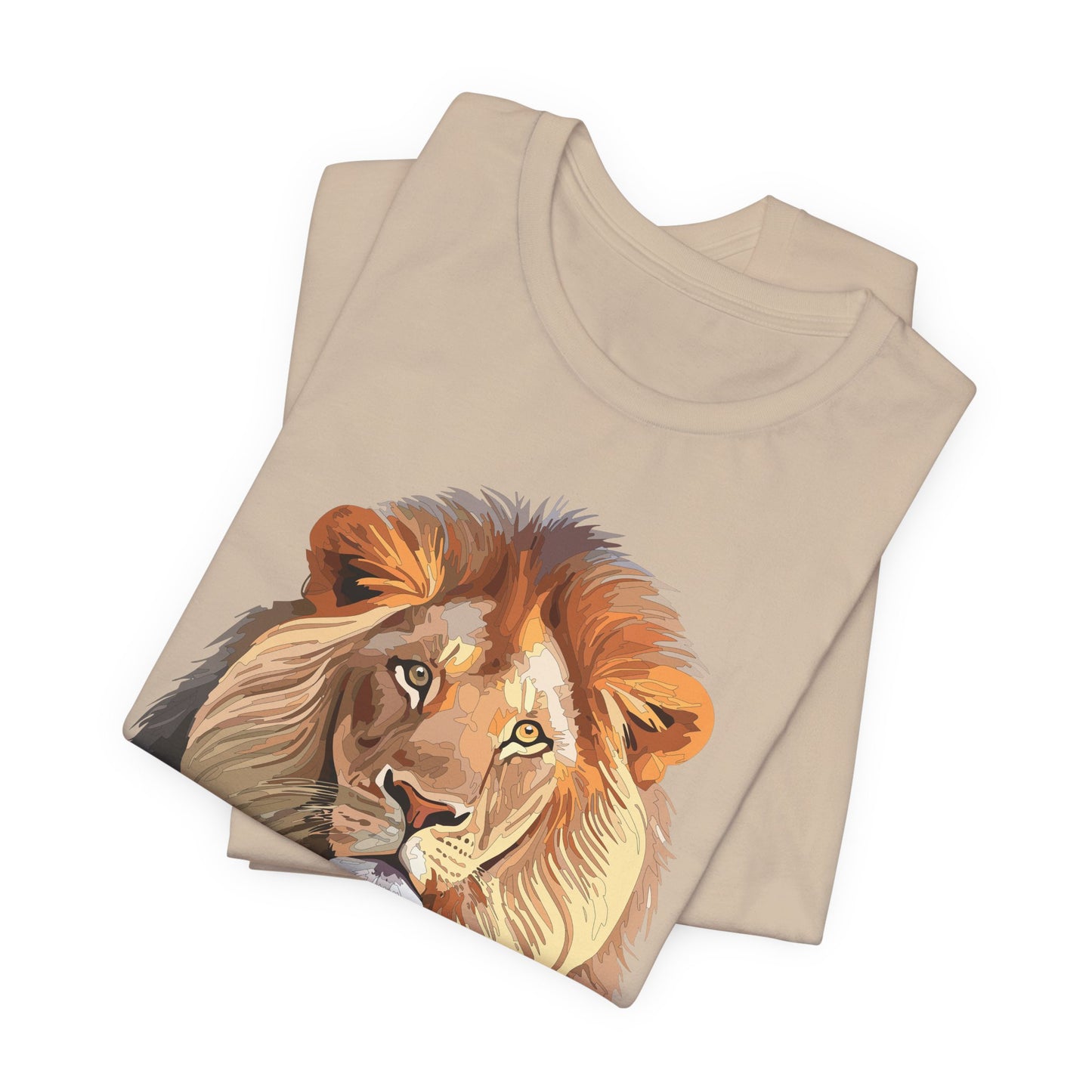 Safari Lion Head Illustration T-Shirt Unisex Cotton Realistic Lion Portrait Tee 3