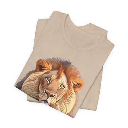 Safari Lion Head Illustration T-Shirt Unisex Cotton Realistic Lion Portrait Tee 3