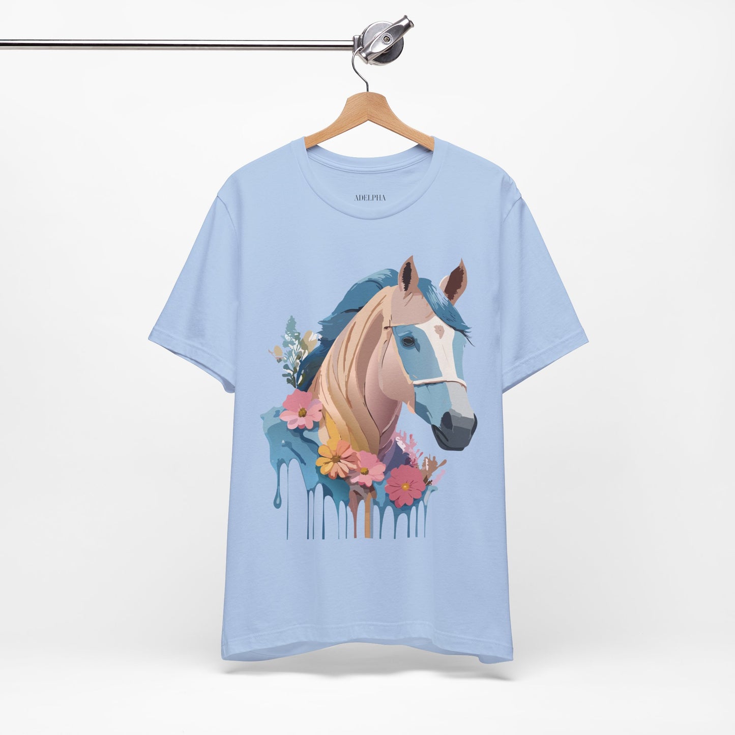 Natural Cotton Tee Shirt with Horse