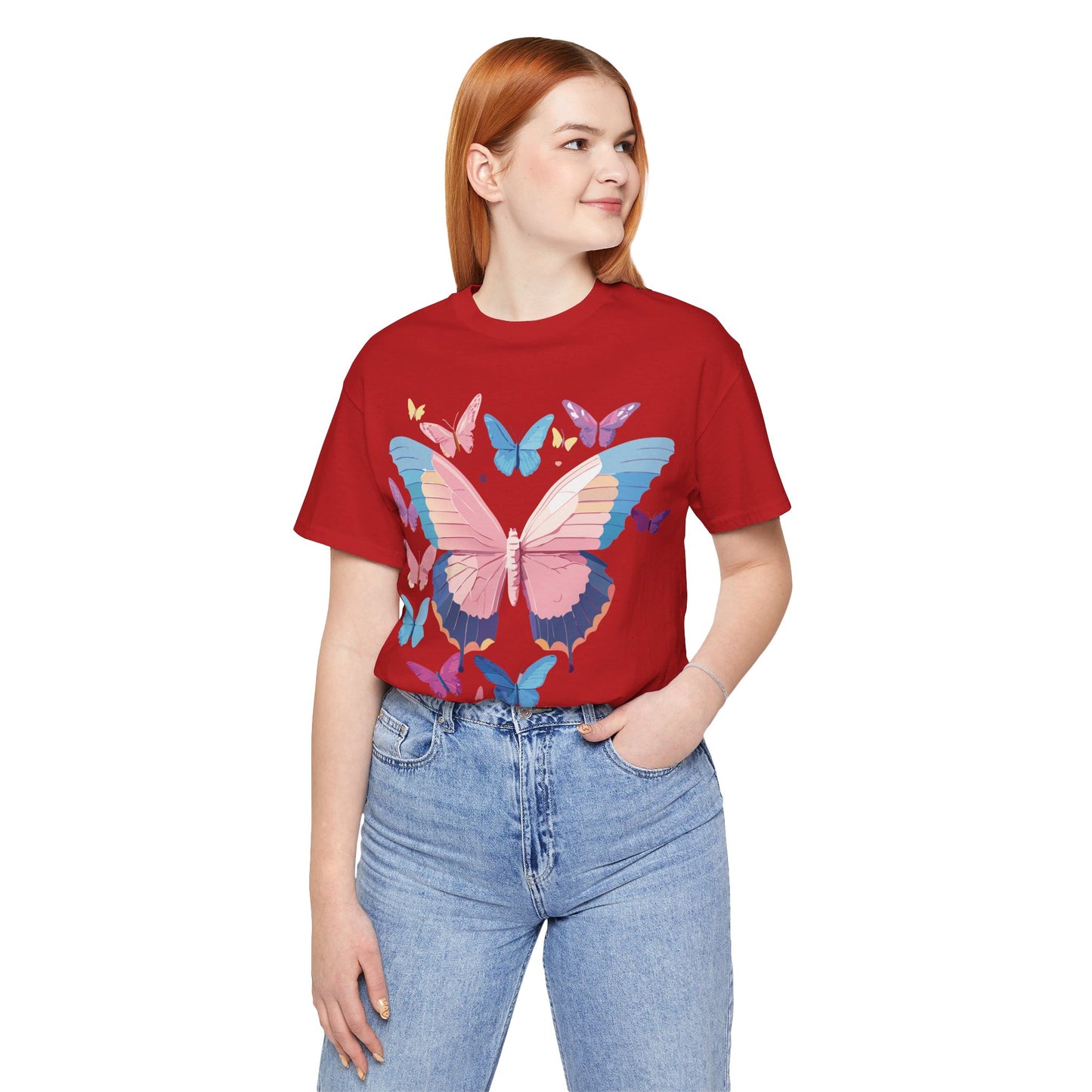 Natural Cotton Tee Shirt with Butterfly