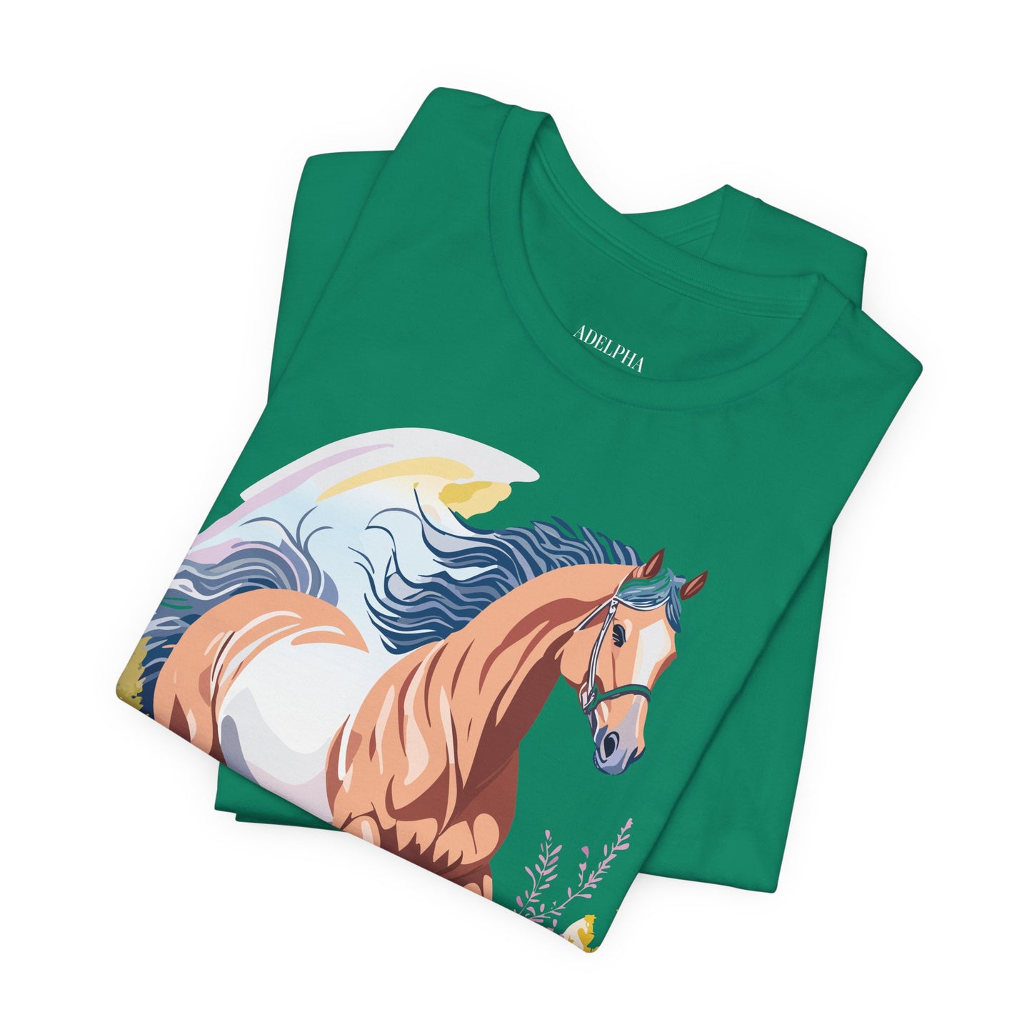 Natural Cotton Tee Shirt with Horse