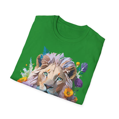 Unisex Lion Shirt Floral Lion Tee Animal Print Tee Gildan 64000