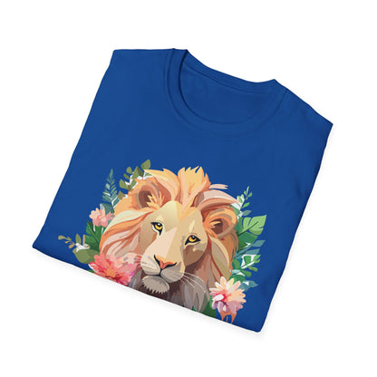 Gildan Unisex Lion Shirt Floral Lion Tee Animal Print Softstyle Tee