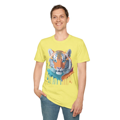 Tiger Print Shirt Unisex Softstyle Tee 100 Percent Ring Spun Cotton