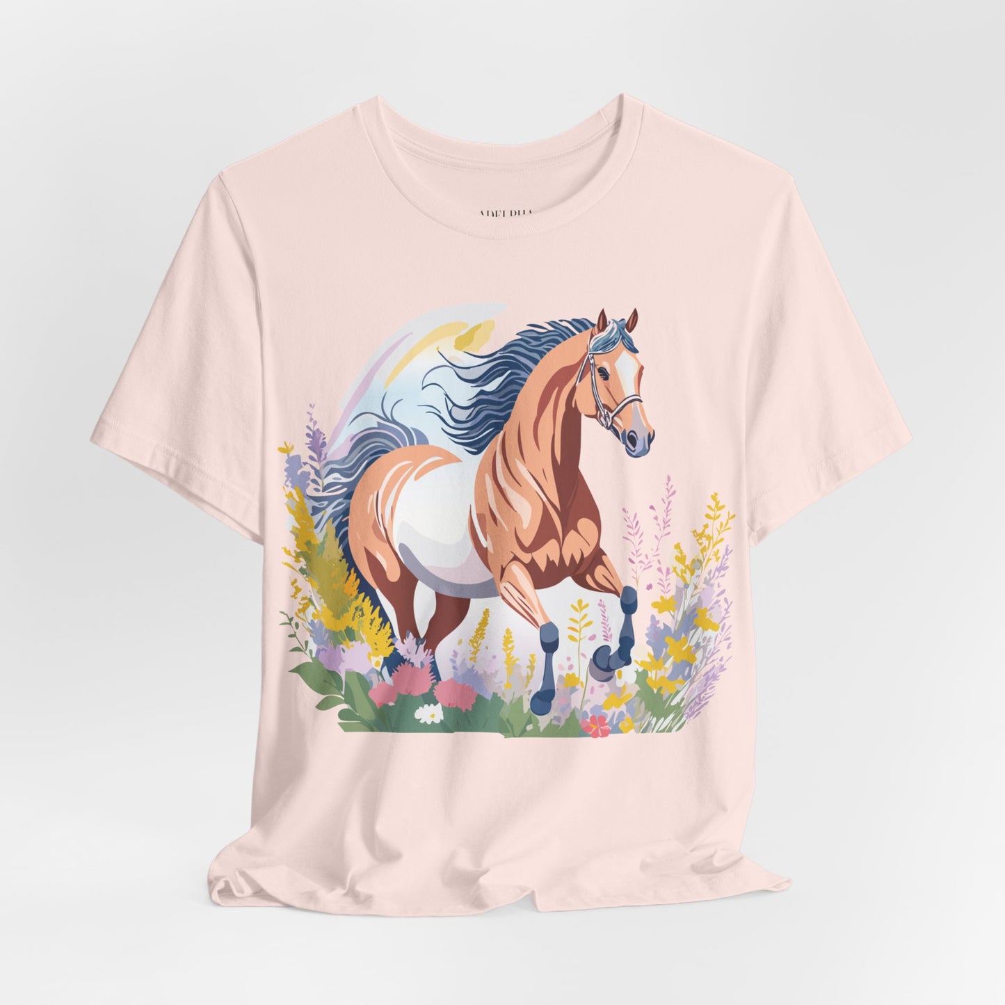 Natural Cotton Tee Shirt with Horse