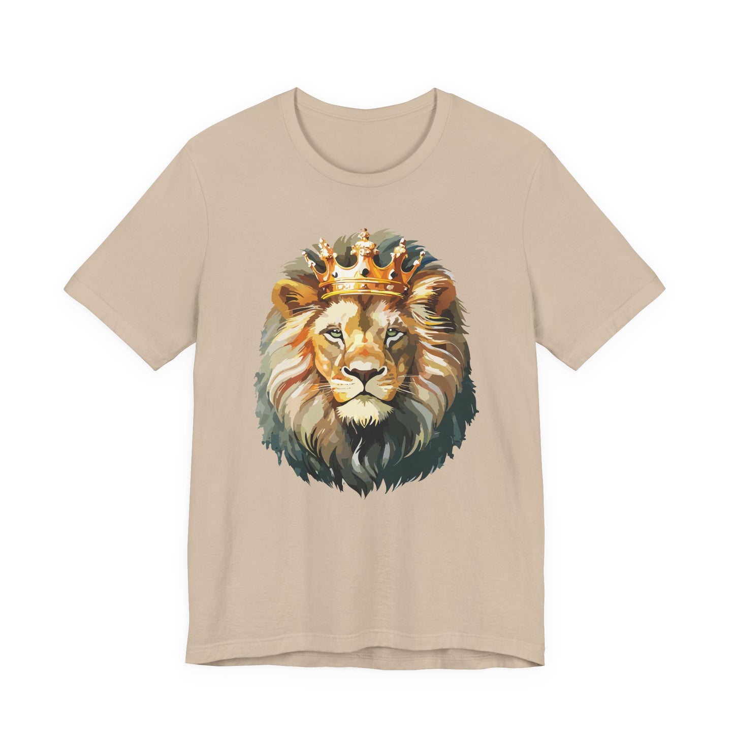 Lion with Crown Tee Unisex Cotton T-Shirt Regal King Lion Illustration, Wildlife Graphic Shirt - 1