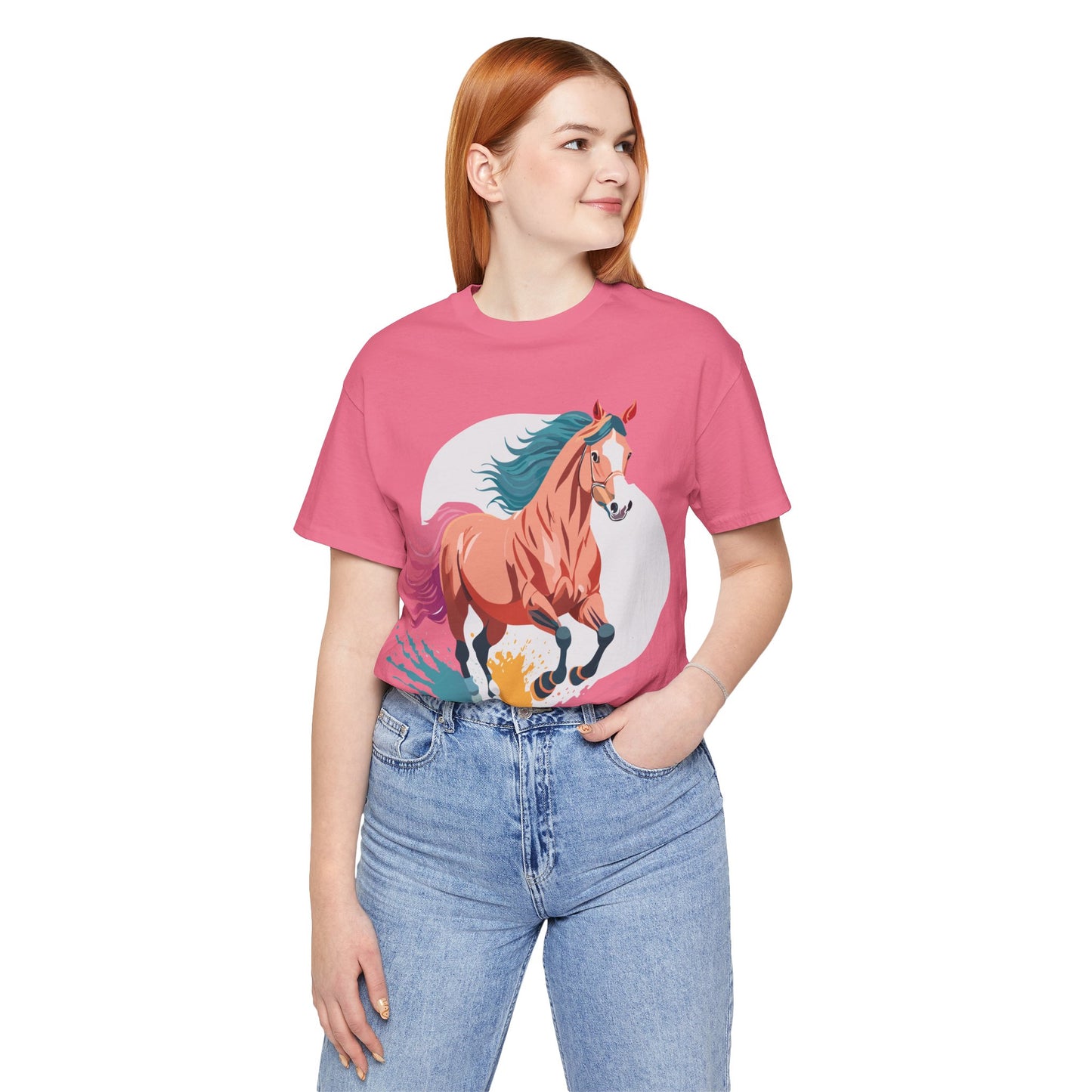 Natural Cotton Tee Shirt with Horse