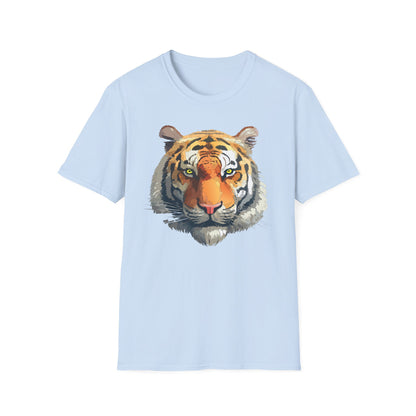 Tiger Print T Shirt Unisex Animal Tee 100 Percent Cotton Softstyle Gildan 64000
