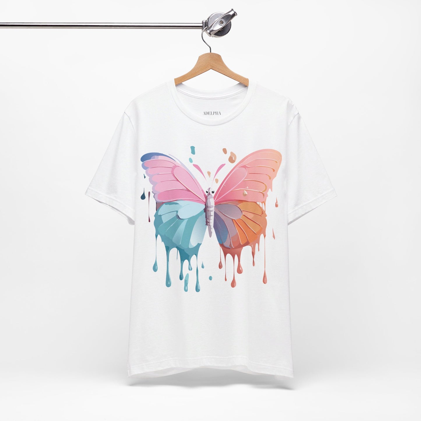 Natural Cotton Tee Shirt with Butterfly