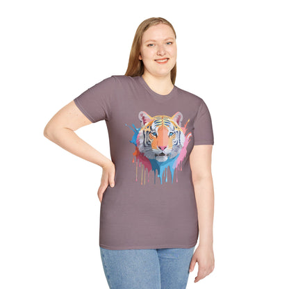 Tiger Print Unisex Softstyle T Shirt Gildan 64000 Comfort Tee