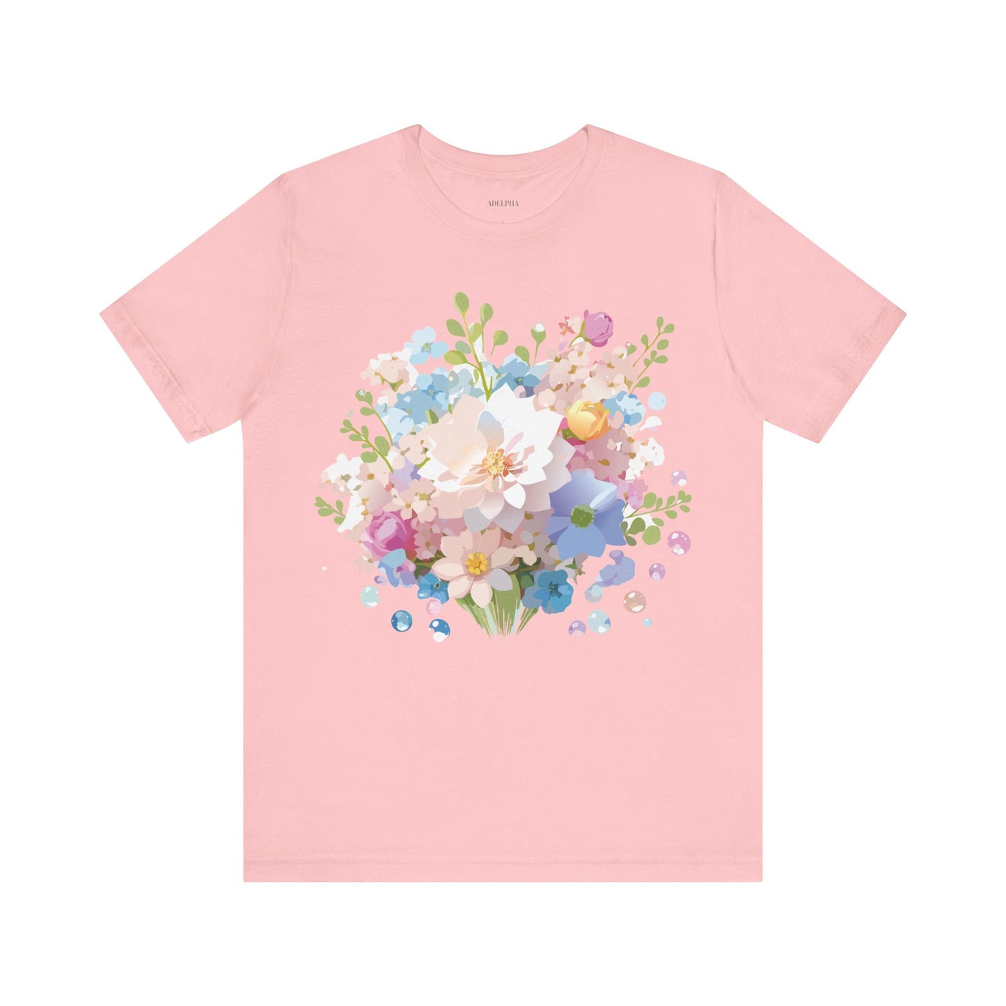 Natural Cotton Tee Shirt with Flowers