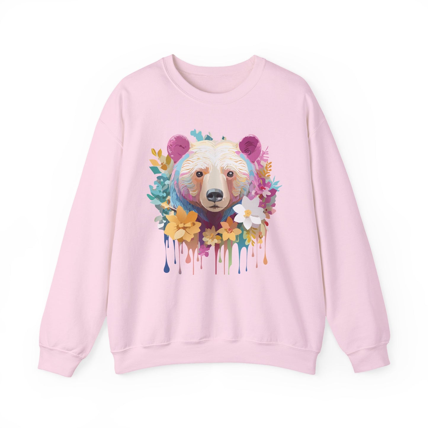Unisex Floral Bear Sweatshirt, Animals Sweatshirt, Floral Sweatshirt, Art Design Sweatshirt