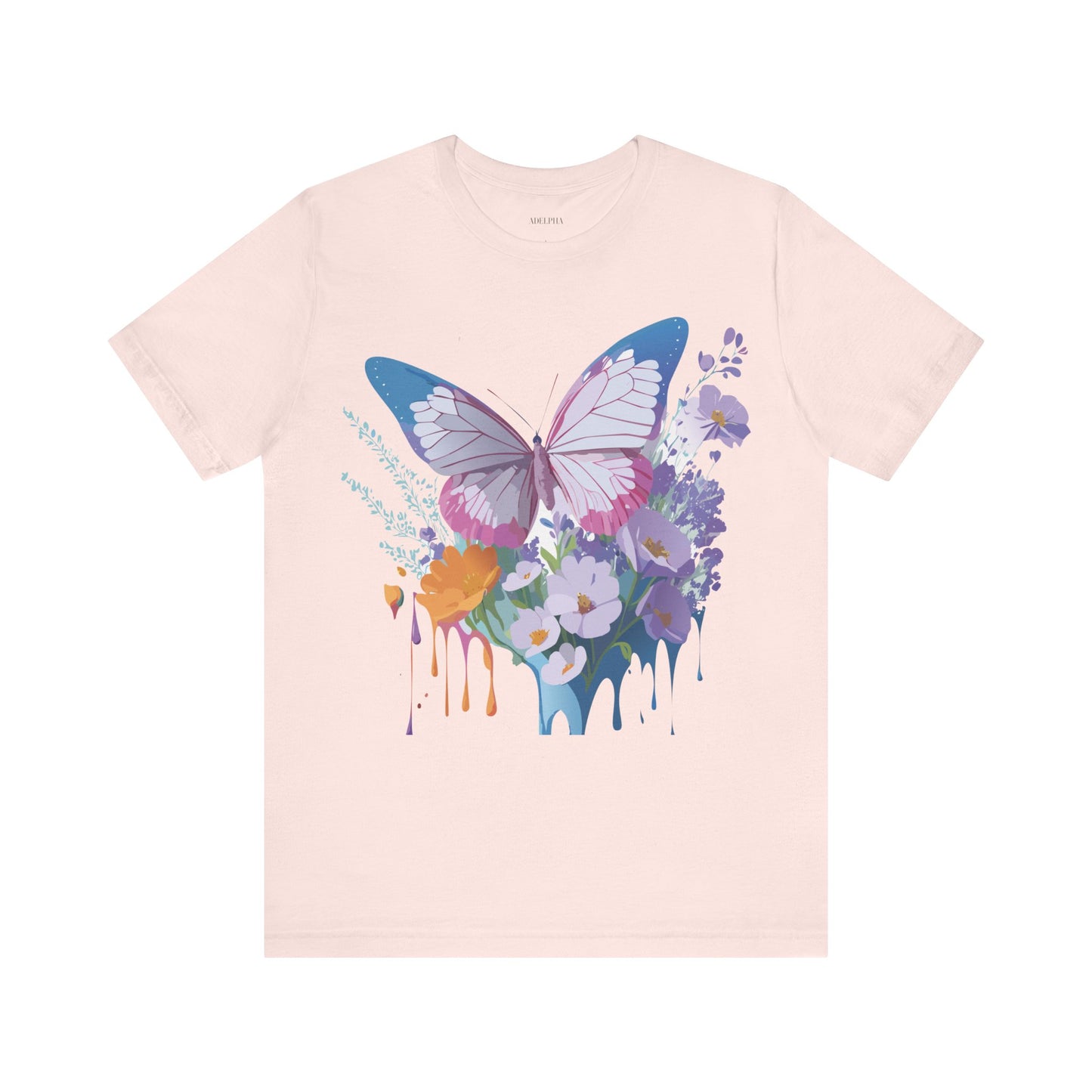 Natural Cotton Tee Shirt with Butterfly