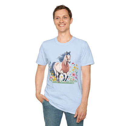 Unisex Horse Tee Softstyle Cotton Shirt With Animals Design Graphic
