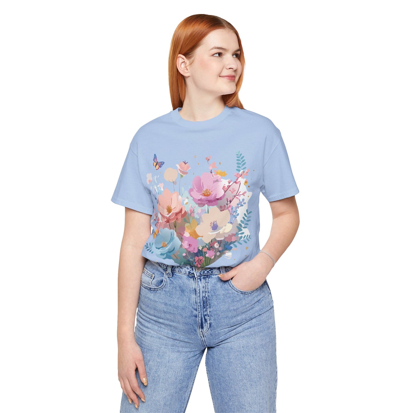 T-Shirt aus natürlicher Baumwolle mit Blumen