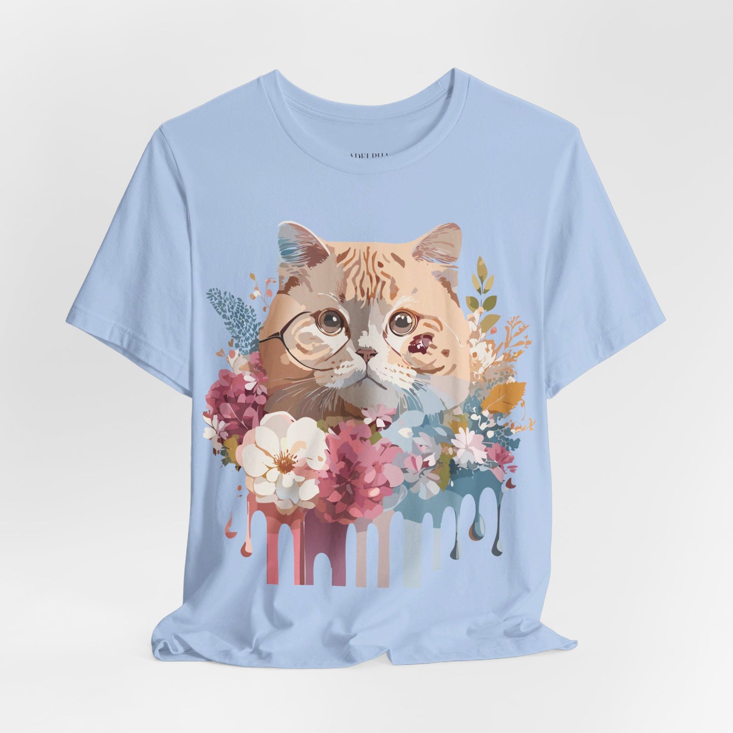 Natural Cotton Tee Shirt with Cat