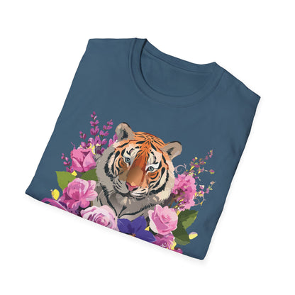 Tiger Print Shirt Unisex Animal Tee Softstyle Gildan 64000 Cotton