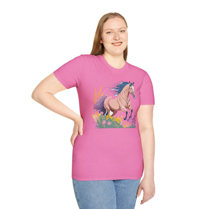Unisex Horse Shirt With Animal Design Gildan Softstyle 64000 Tee