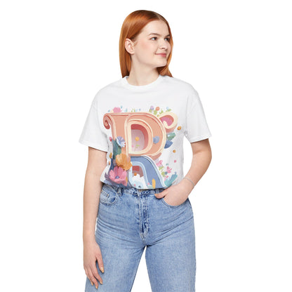 Natural Cotton Tee Shirt - Letters Collection - R Printify
