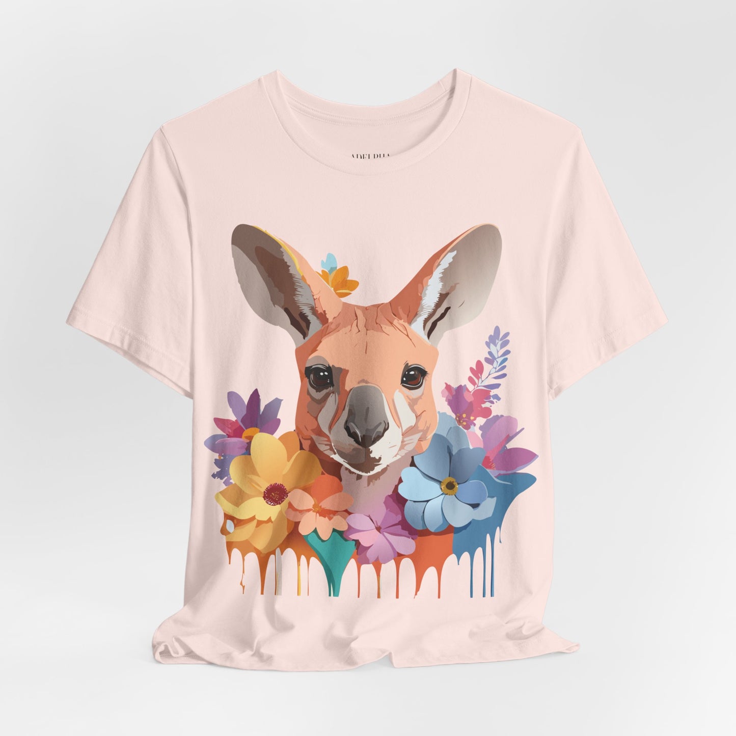 Natural Cotton Tee Shirt with Kangaroo