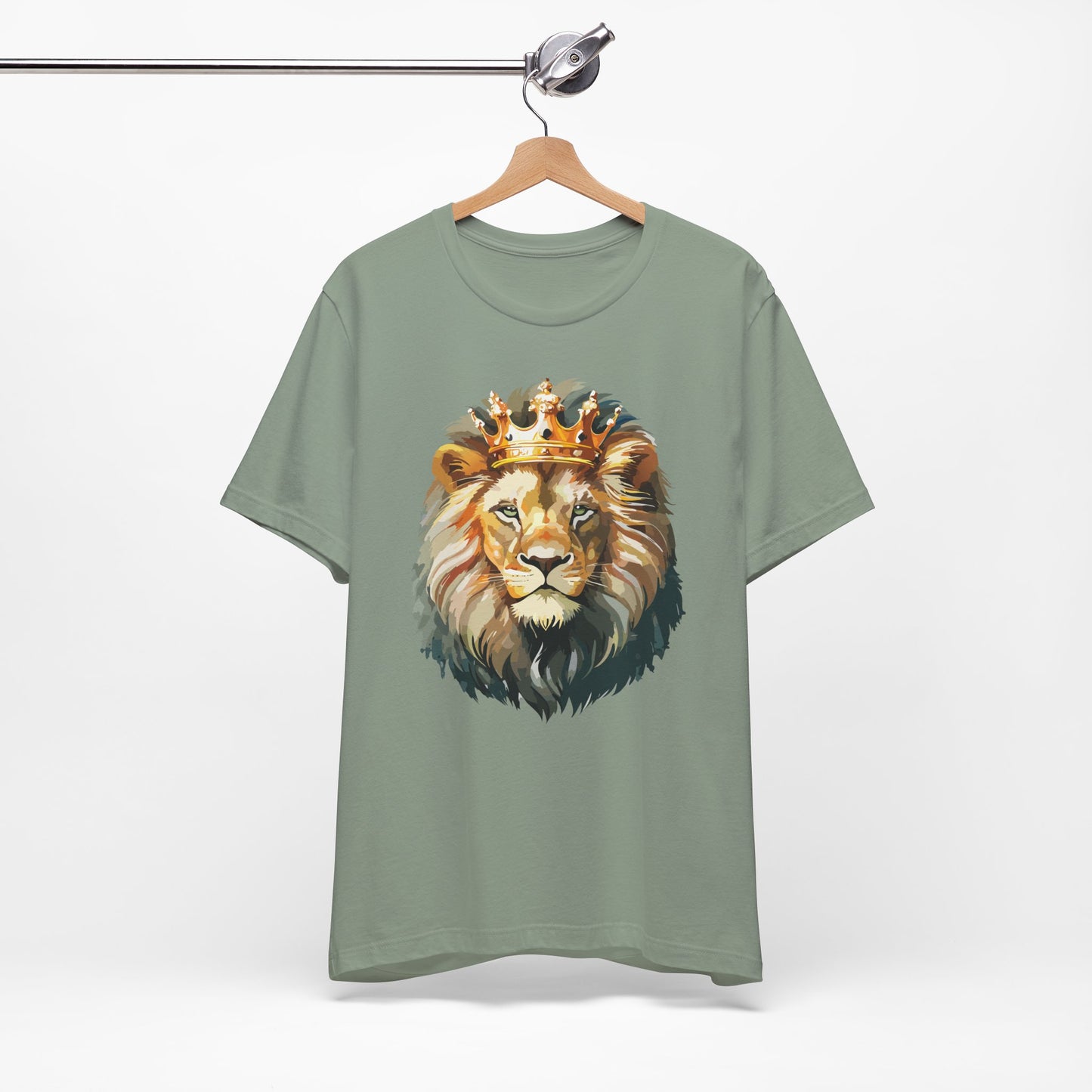 Lion with Crown Tee Unisex Cotton T-Shirt Regal King Lion Illustration, Wildlife Graphic Shirt - 1