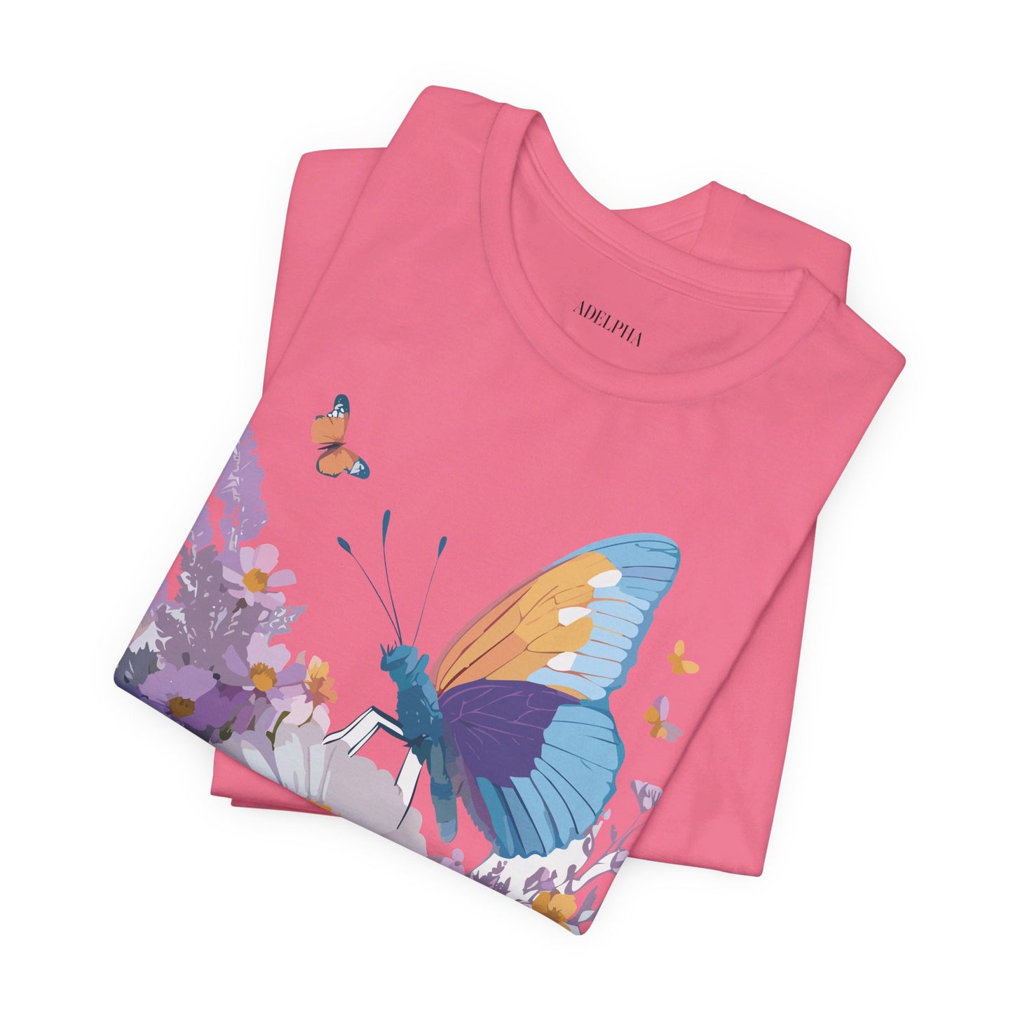 Natural Cotton Tee Shirt with Butterfly