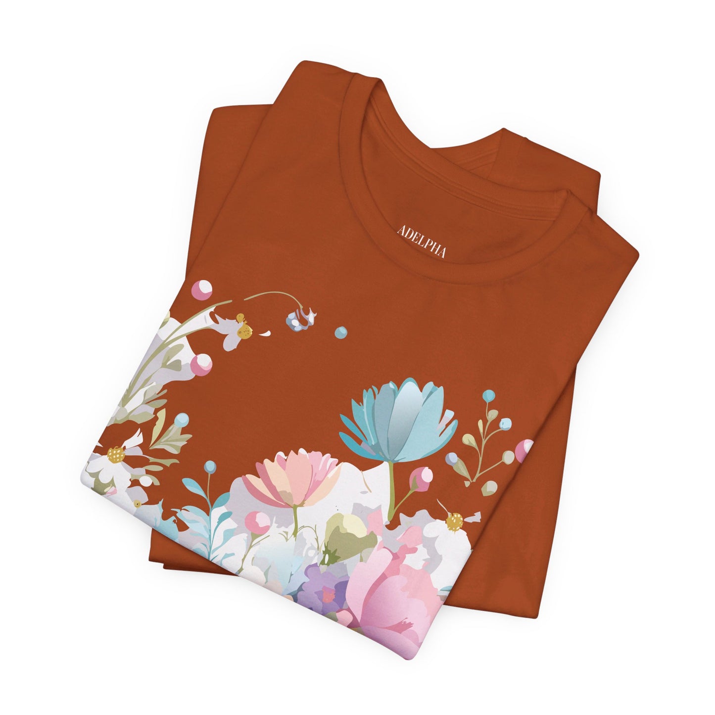 T-shirt en coton naturel avec fleurs