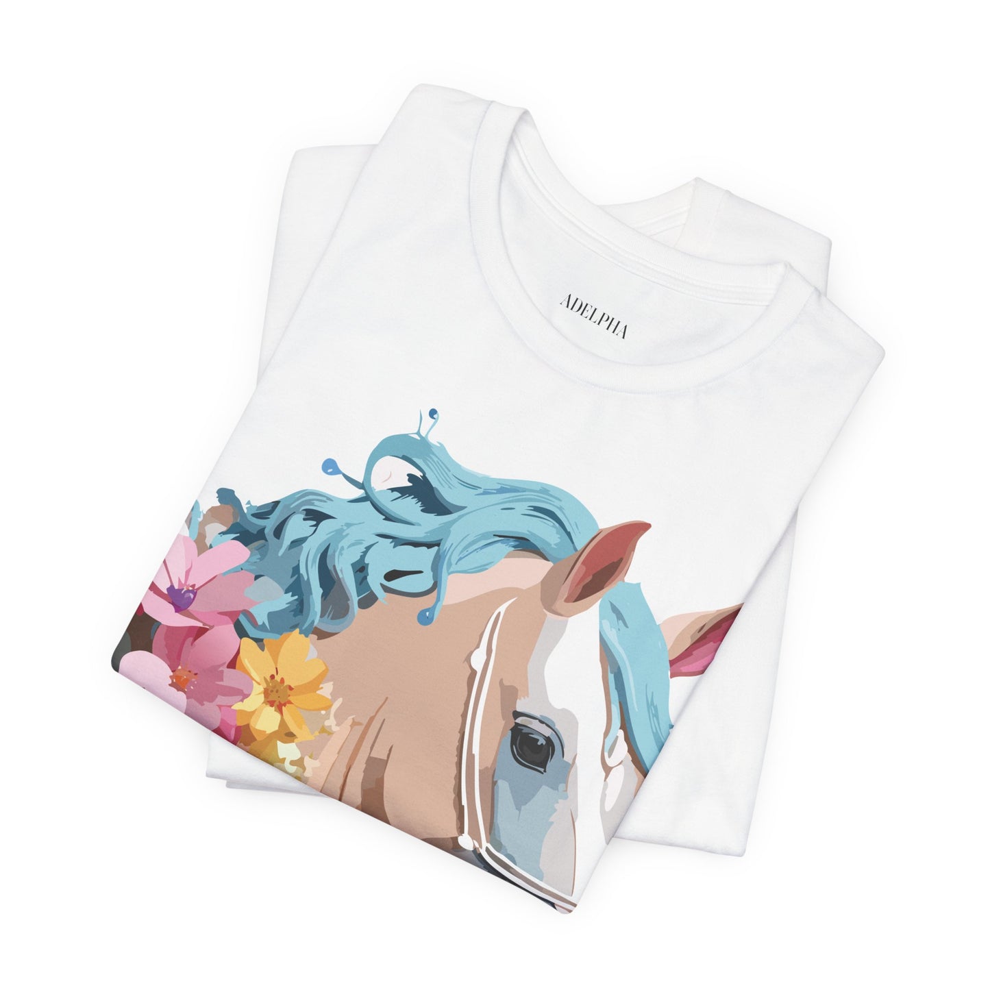 Natural Cotton Tee Shirt with Horse