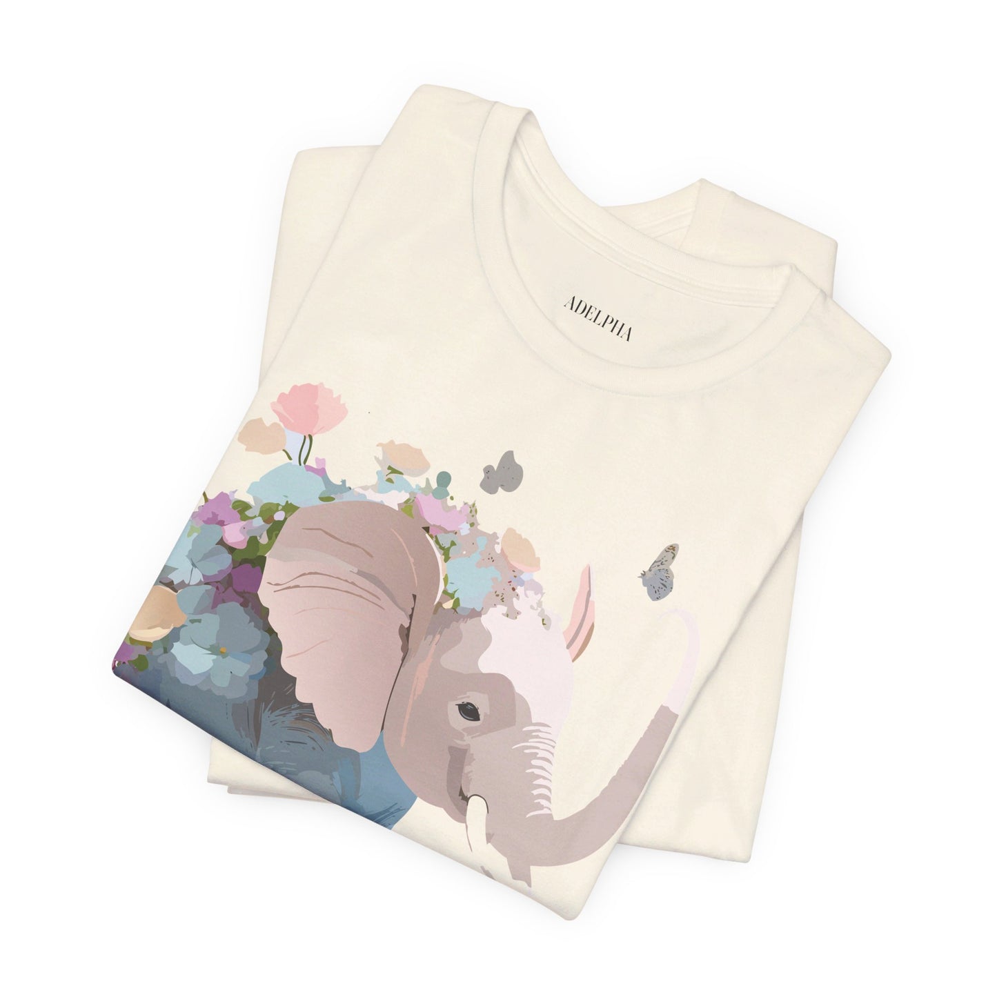 Natural Cotton Tee Shirt with Elephant