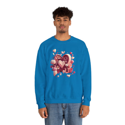 Unisex Floral Big Heart Sweatshirt Love Floral Valentine Day Cotton Poly Blend