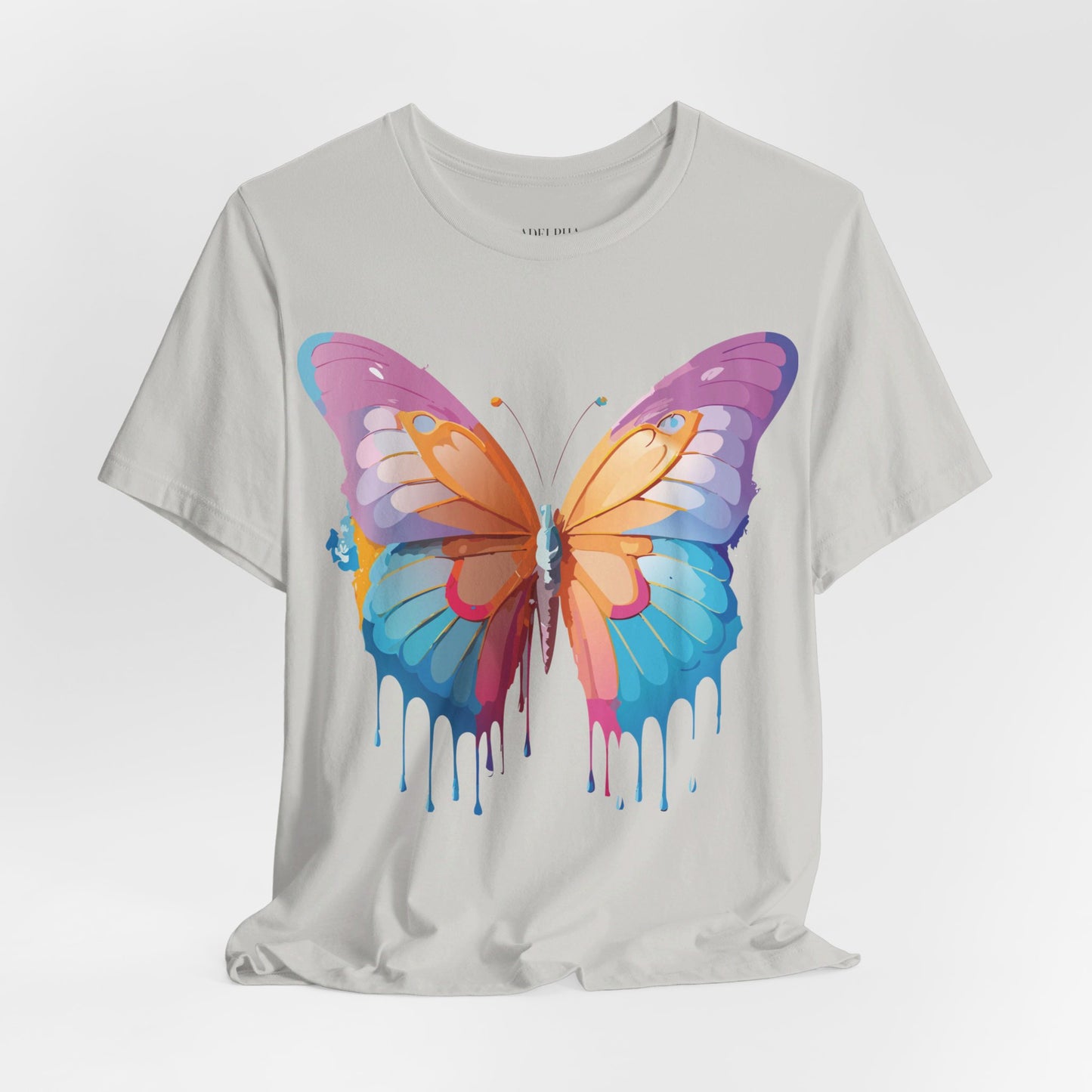 Natural Cotton Tee Shirt with Butterfly