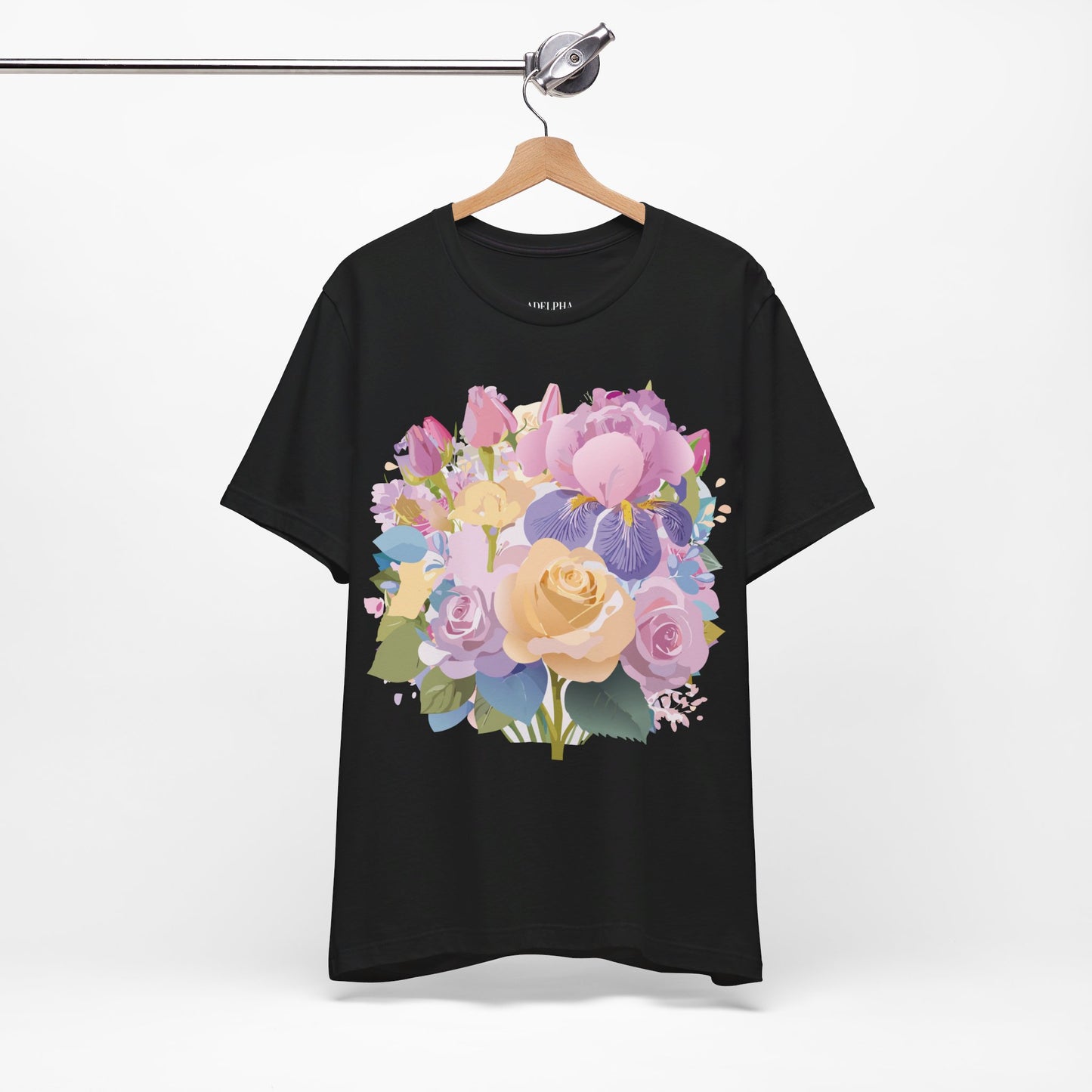 Natural Cotton Tee Shirt with Flowers