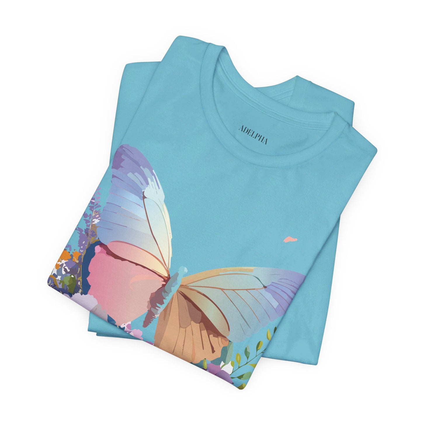 Natural Cotton Tee Shirt with Butterfly