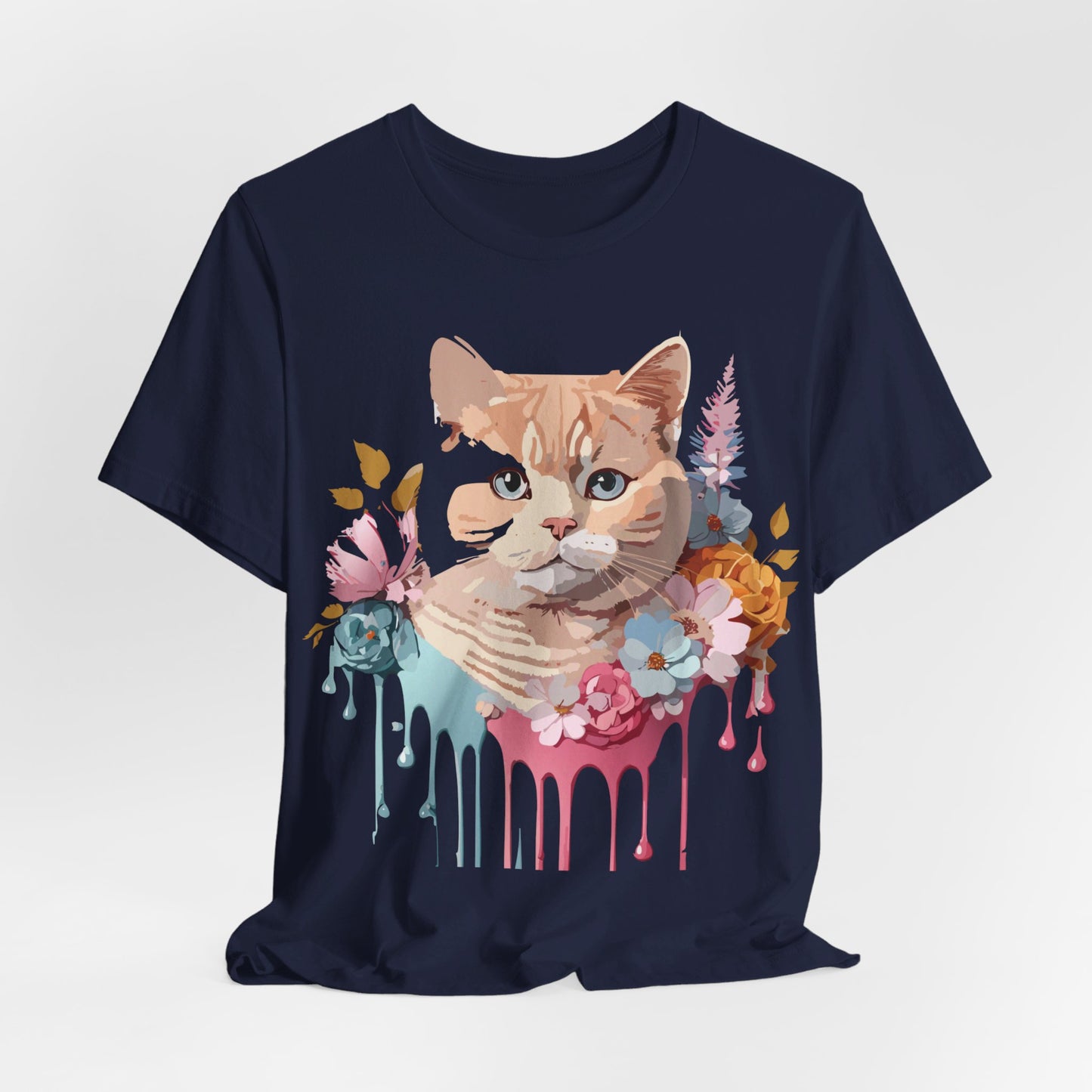 Natural Cotton Tee Shirt with Cat