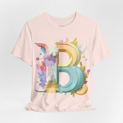 Natural Cotton Tee Shirt - Letters Collection - B Printify