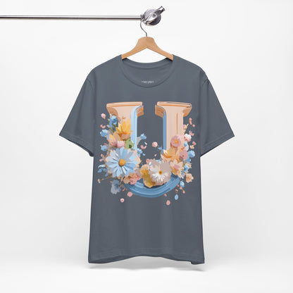 Natural Cotton Tee Shirt - Letters Collection - U Printify