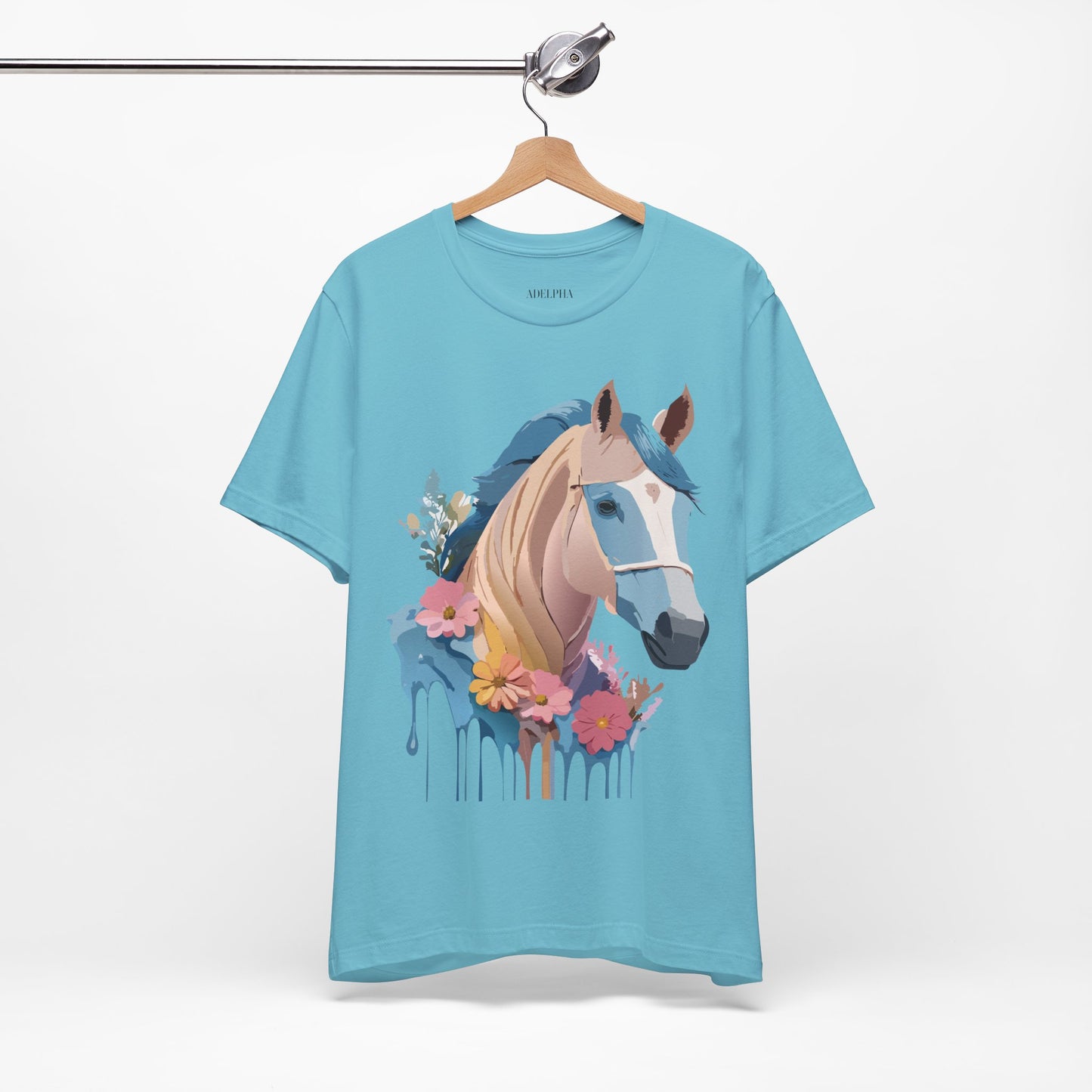 Natural Cotton Tee Shirt with Horse