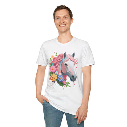 Unisex Horse Shirt Softstyle Cotton Tee With Animal Print Design
